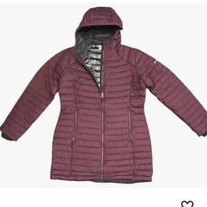 Columbia Women's White Out Mid Omni-Heat Long Hooded Jacket Marion berry